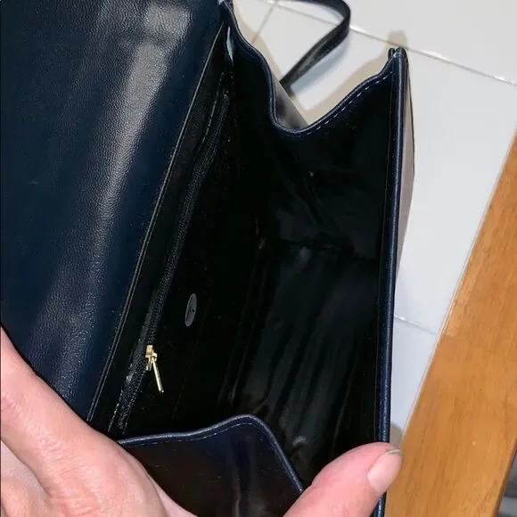 Nwot Vtg navy‎ blue satchel or crossbody purse 👜 - Picture 4 of 7